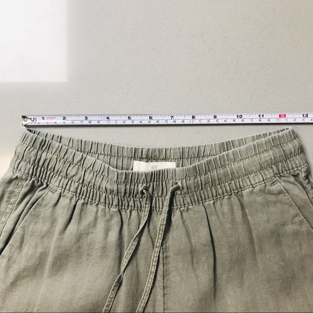 100% Linen Khaki Green Sage Pants - Picture 5 of 7